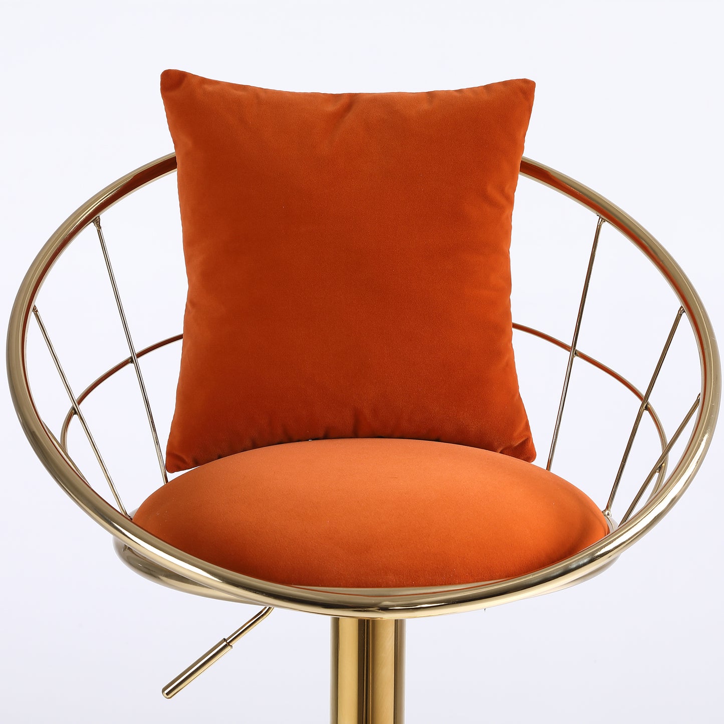 Orange velvet bar chair, pure gold plated