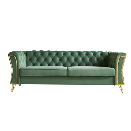 Modern Tufted Velvet Sofa 87.4 inch -Mint Green Color