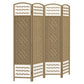 4 Panel Room Divider, Folding Privacy Screen, 5.6' Room Separator, Wave Fiber Freestanding Partition Wall Divider, Natural