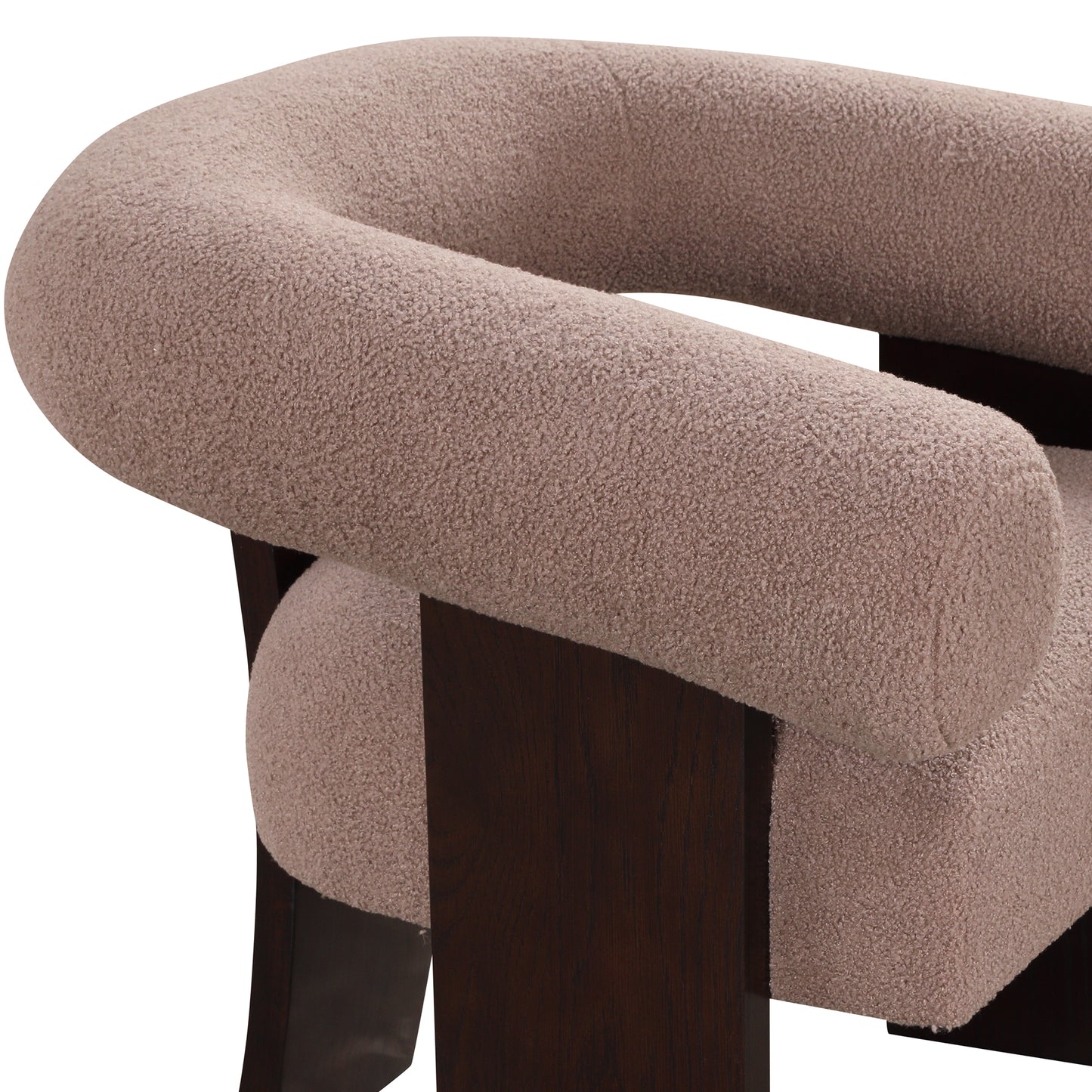 The Curved Wishbone Frame Accent Chair Teddy Velvet, Light Brown