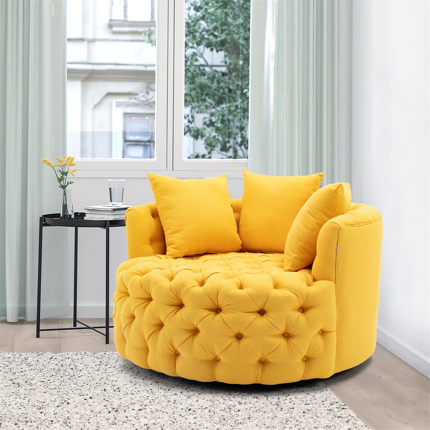 Modern  Akili swivel accent barrel chair 