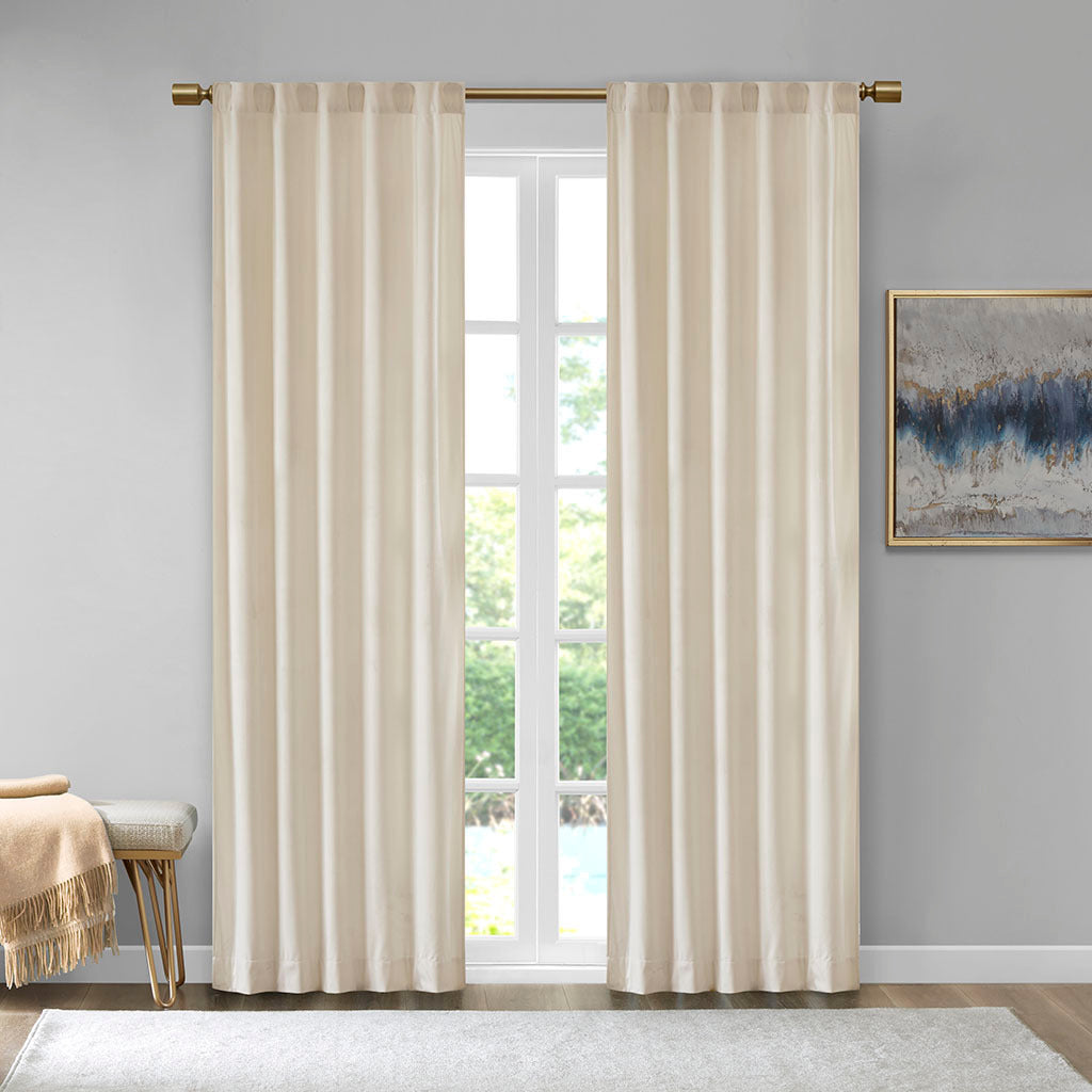 Room Darkening Poly Velvet Rod Pocket/Back Tab Curtain Panel Pair