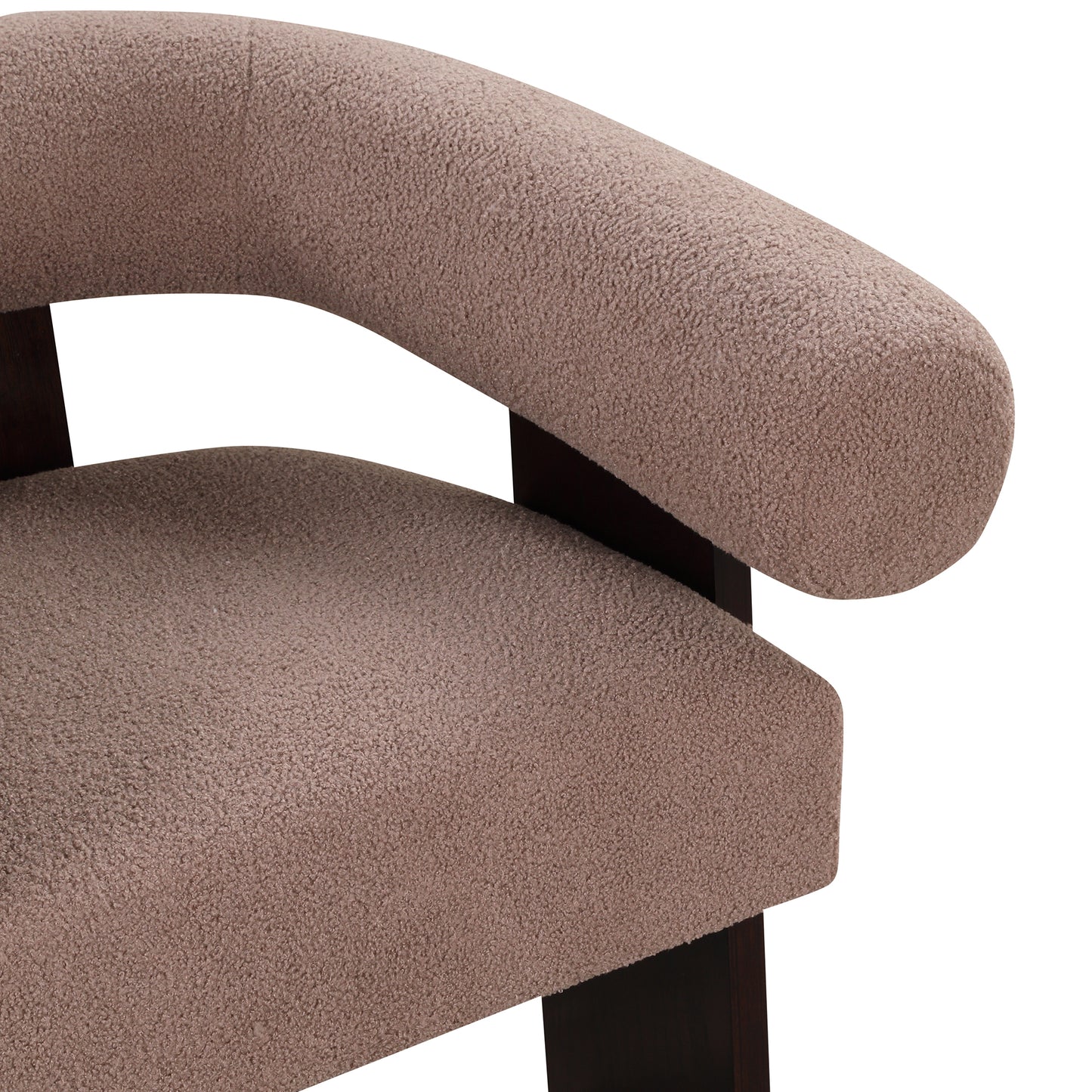 The Curved Wishbone Frame Accent Chair Teddy Velvet, Light Brown