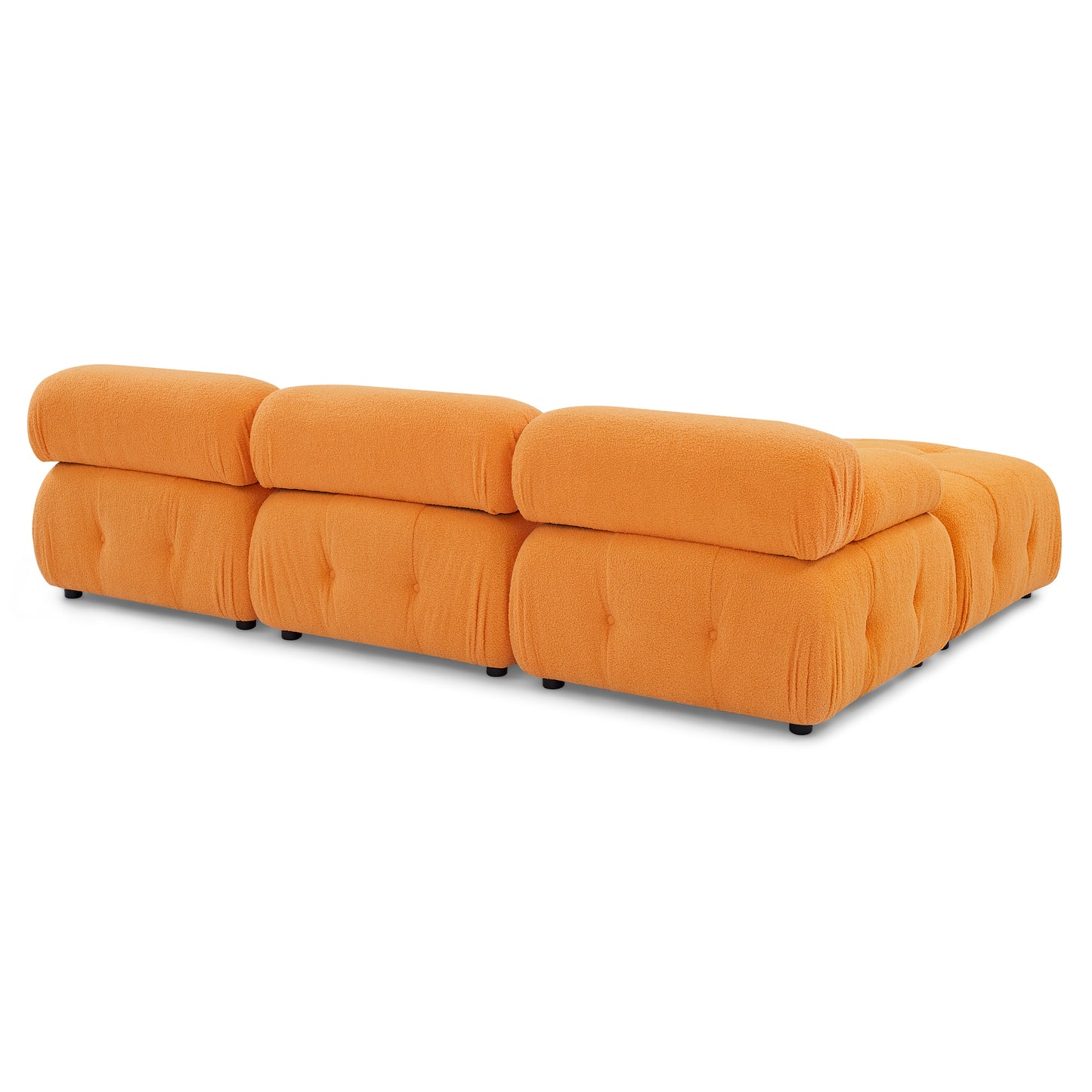 Modular Sectional Sofa, Button Tufted Designed and DIY Combination,L Shaped Couch with Reversible Ottoman, Orange Teddy Fabric