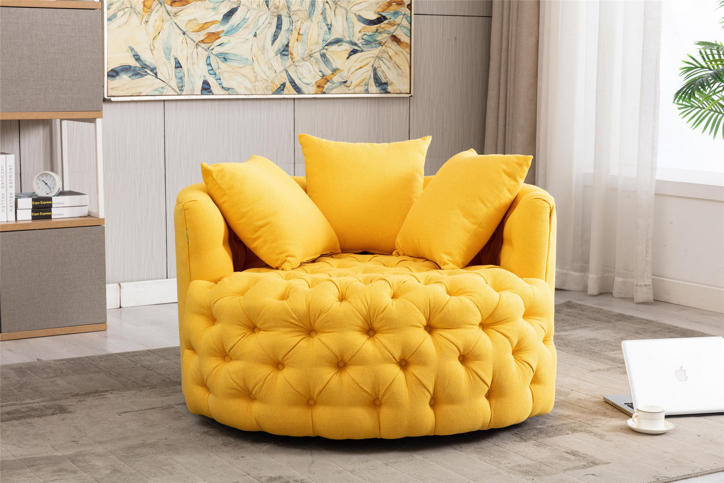 Modern  Akili swivel accent barrel chair 