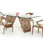 30" Walnut Wood and Glass Dining Table-0