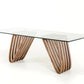 30" Walnut Wood and Glass Dining Table-3