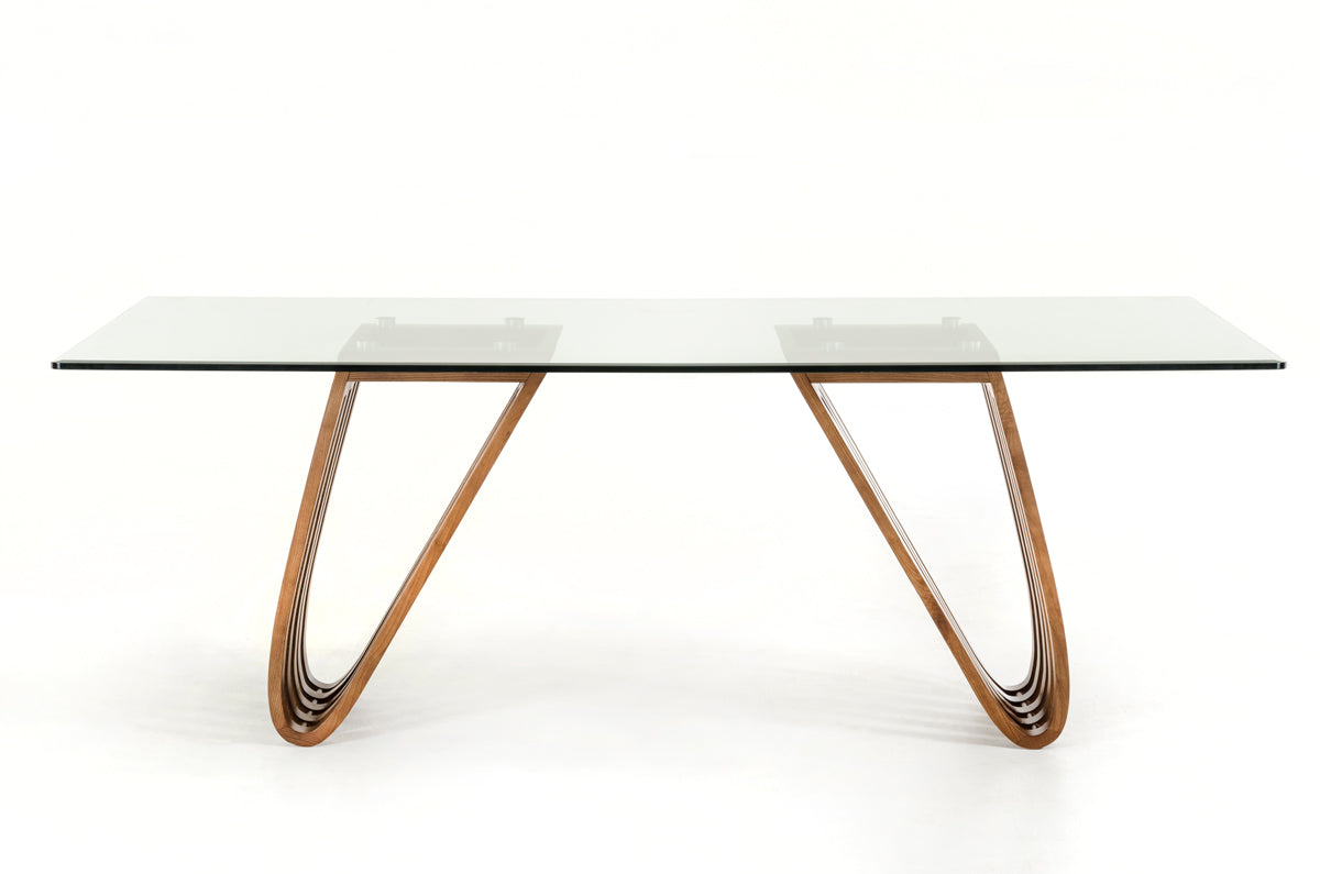 30" Walnut Wood and Glass Dining Table-4