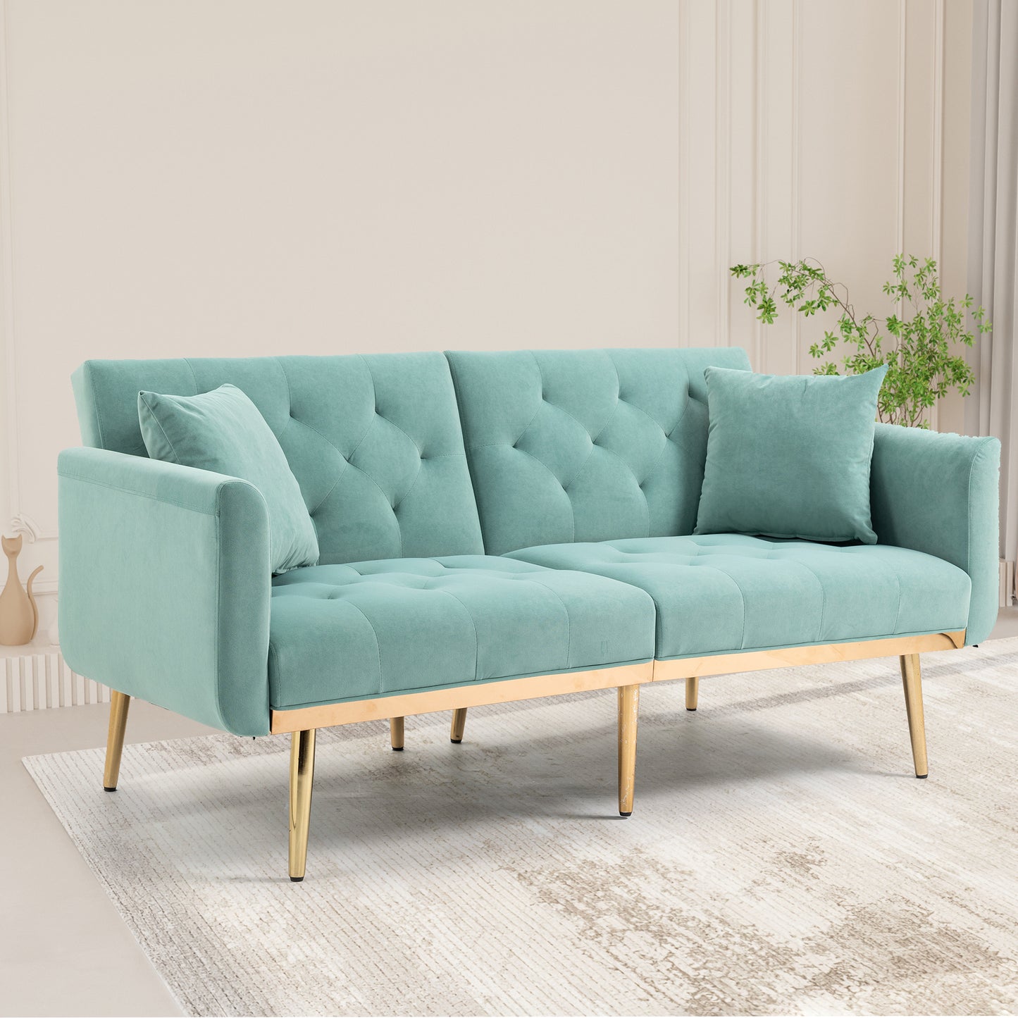 Velvet Sofa, Accent sofa, Loveseat sofa with metal feet