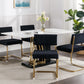 Dining Chairs with Corduroy Fabric, Gold Metal Base, Kitchen Chairs-Set of 2, Black