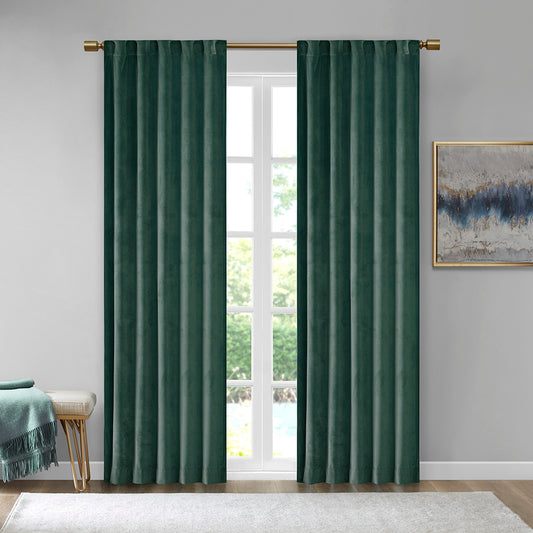 Room Darkening Poly Velvet Rod Pocket/Back Tab Curtain Panel Pair