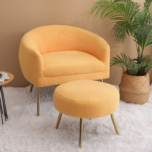 Accent Chair with Ottoman/Gold Legs