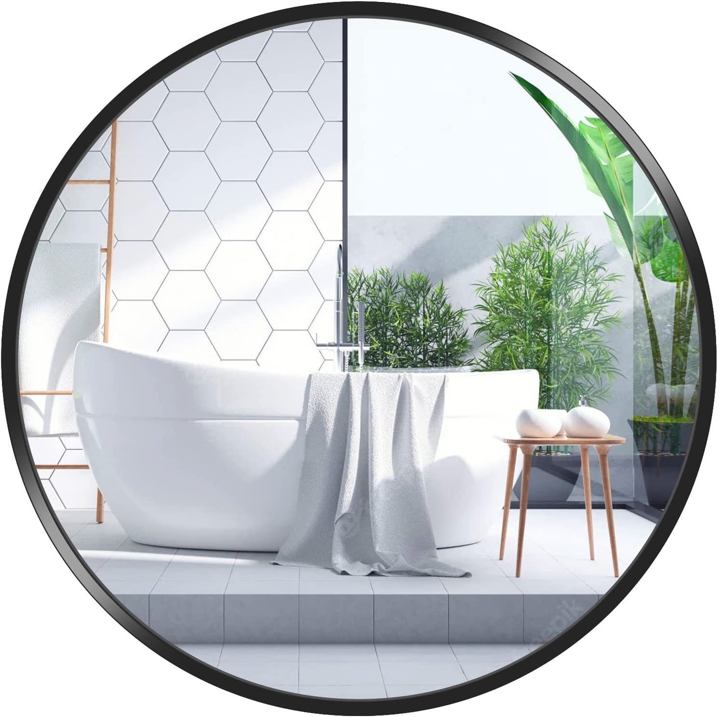 Round Mirror, Circle Mirror 16 Inch, Black Round Wall Mirror