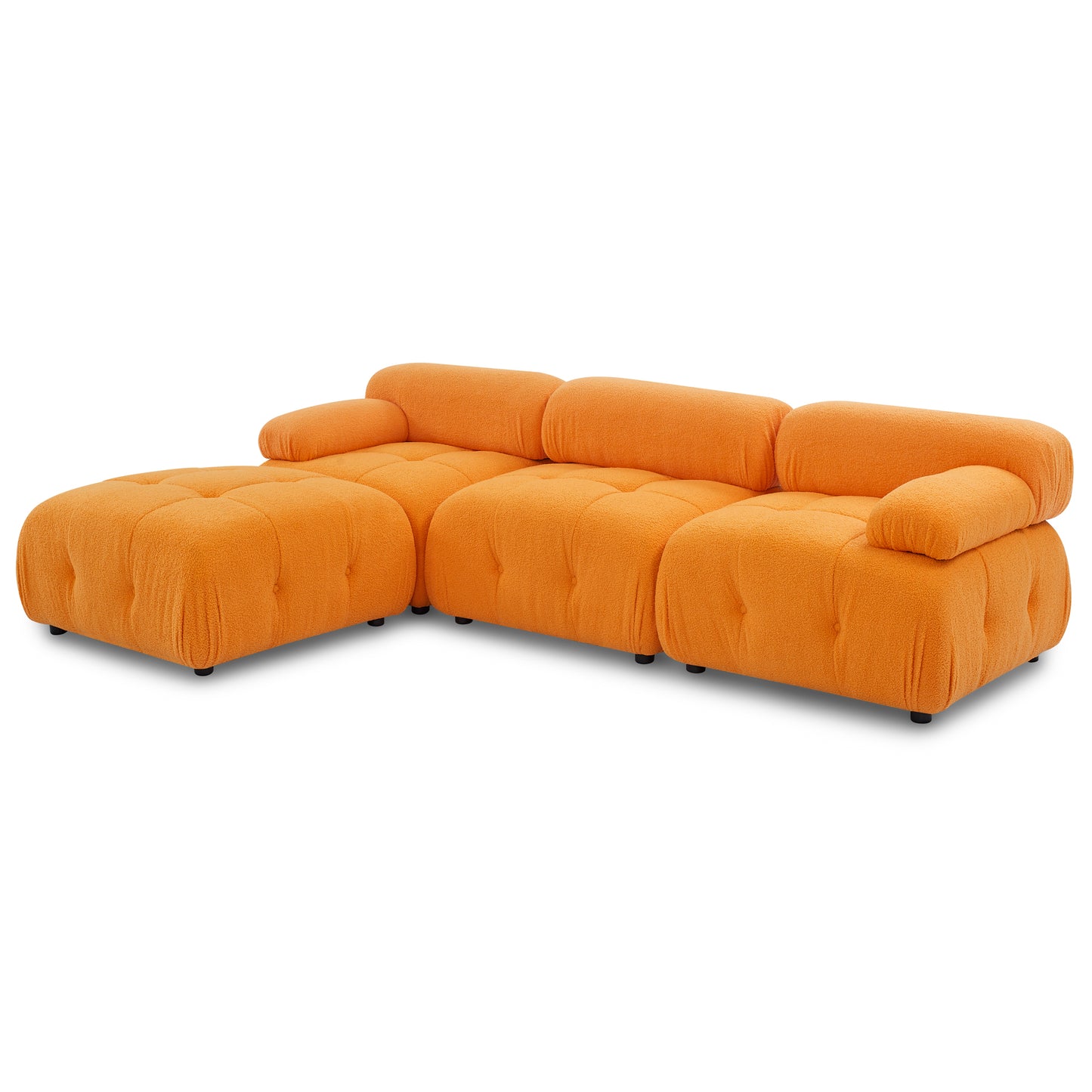 Modular Sectional Sofa, Button Tufted Designed and DIY Combination,L Shaped Couch with Reversible Ottoman, Orange Teddy Fabric