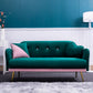 Sofa includes 2 pillows 58" green velvet sofa