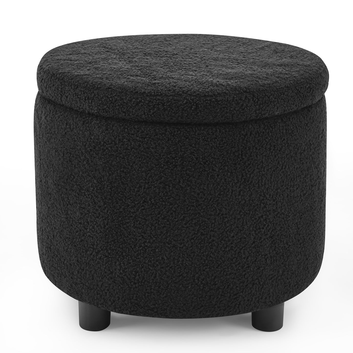 Swviel Barrel Chair with Gold Stainless Steel Base, with Storage Ottoman, Teddy Fabric, Black