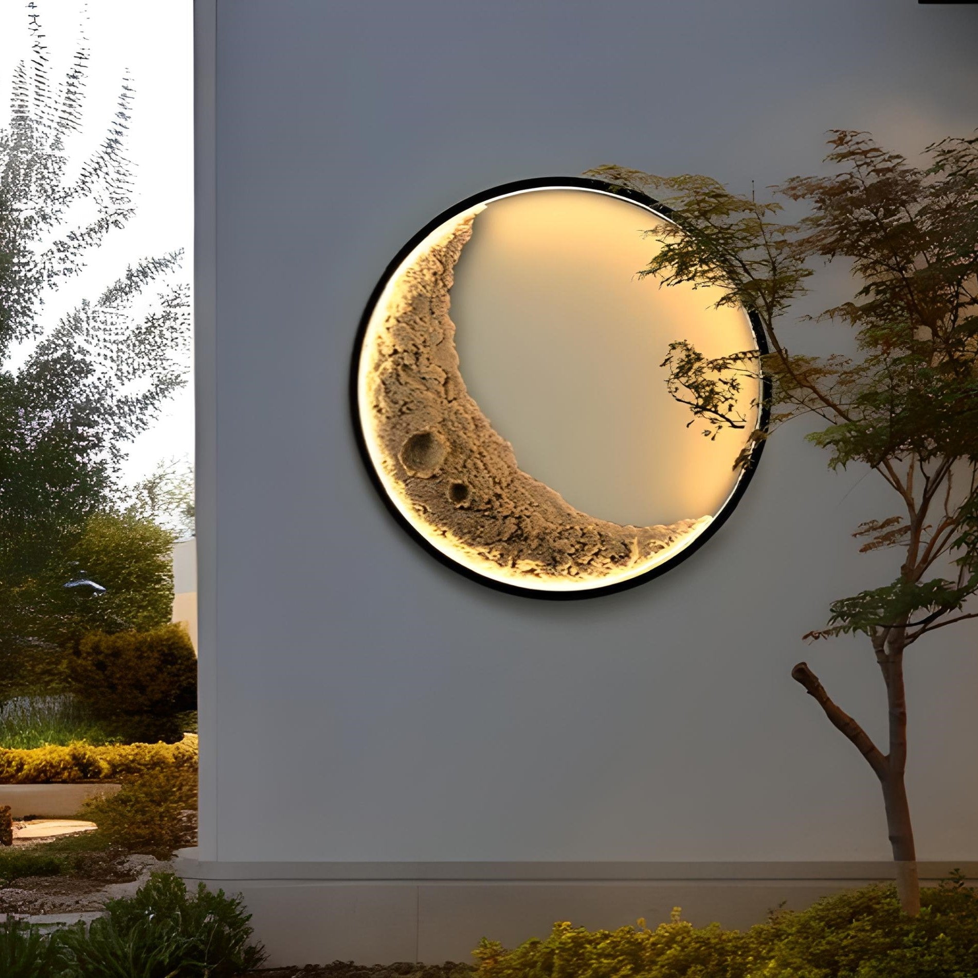 LED Crescent Moon Wall Lamp, Art Decor Wall Lighting for Indoor/Outdoor-0