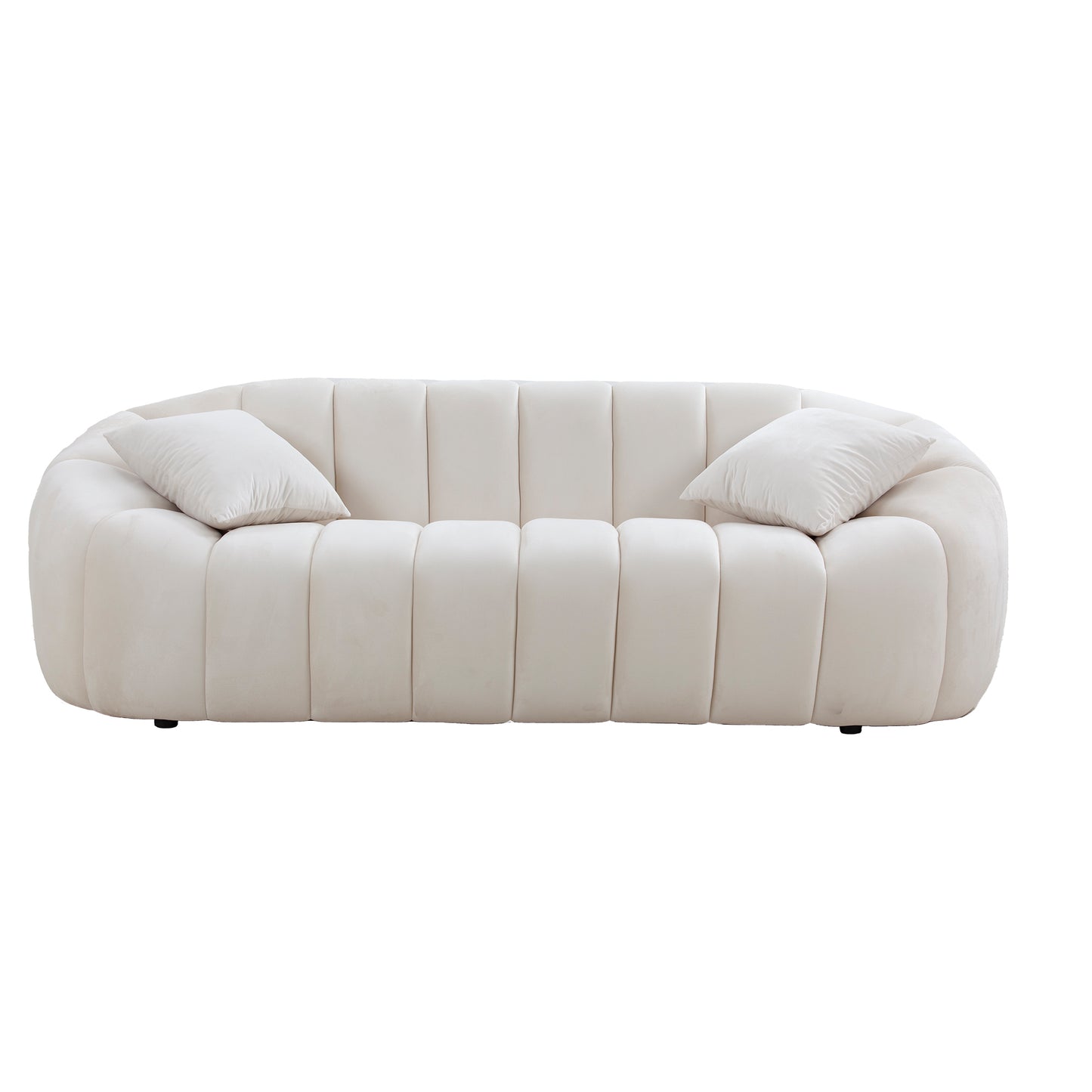 3 Seater Modern Sofa with Deep Channel Tufted Performance Velvet Fabric