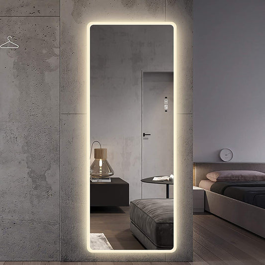 Full Length Mirror Lighted Vanity Body Mirror LED Mirror Wall-Mounted Mirror Intelligent Human Body Induction Mirrors Big Size Rounded Corners