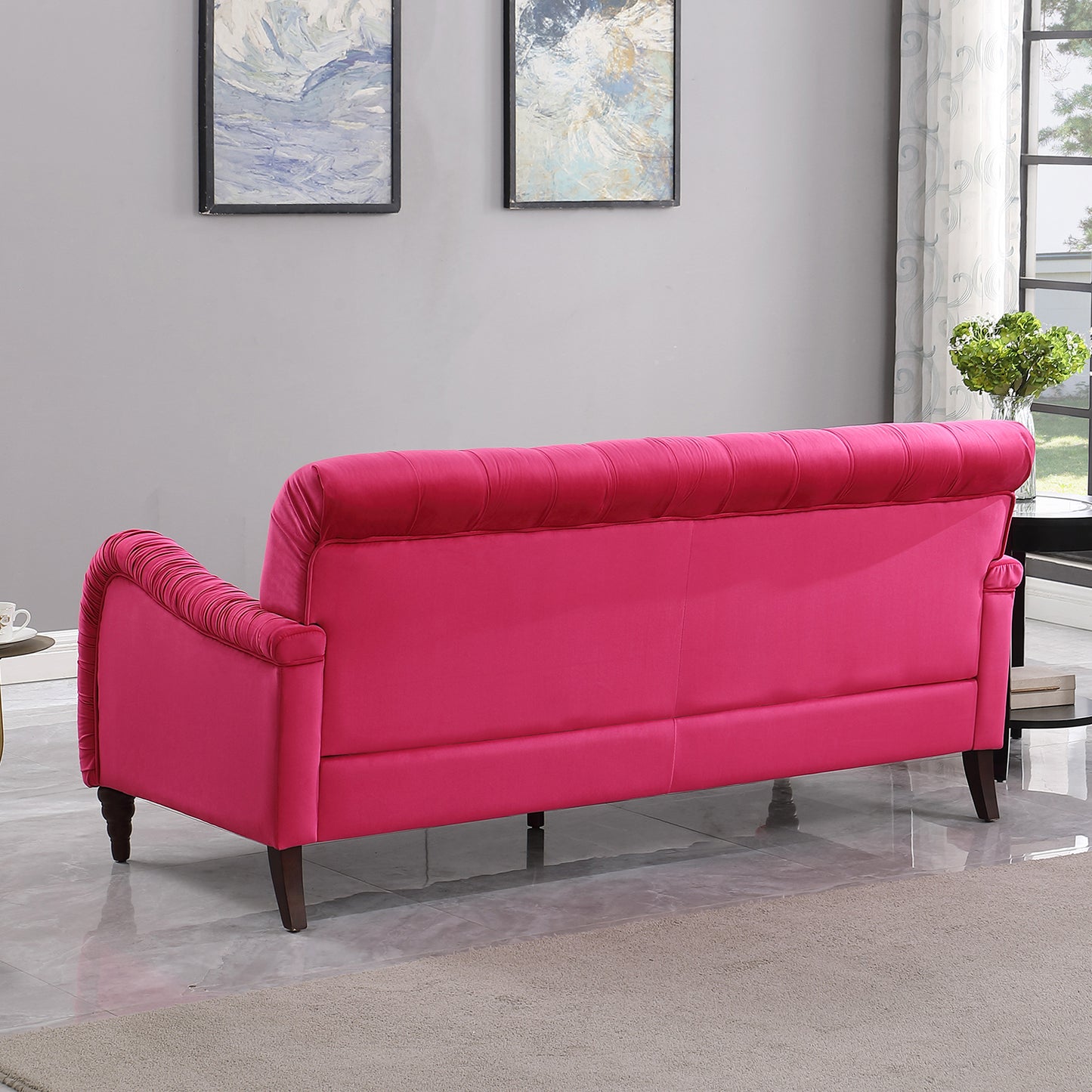 Rose Red  Chesterfield-3 Seater ,Modern Love Seat Sofa