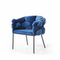 Blue Geo Velvet and Black Velvet Dining Chair-0