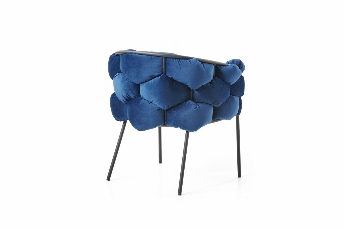 Blue Geo Velvet and Black Velvet Dining Chair-2