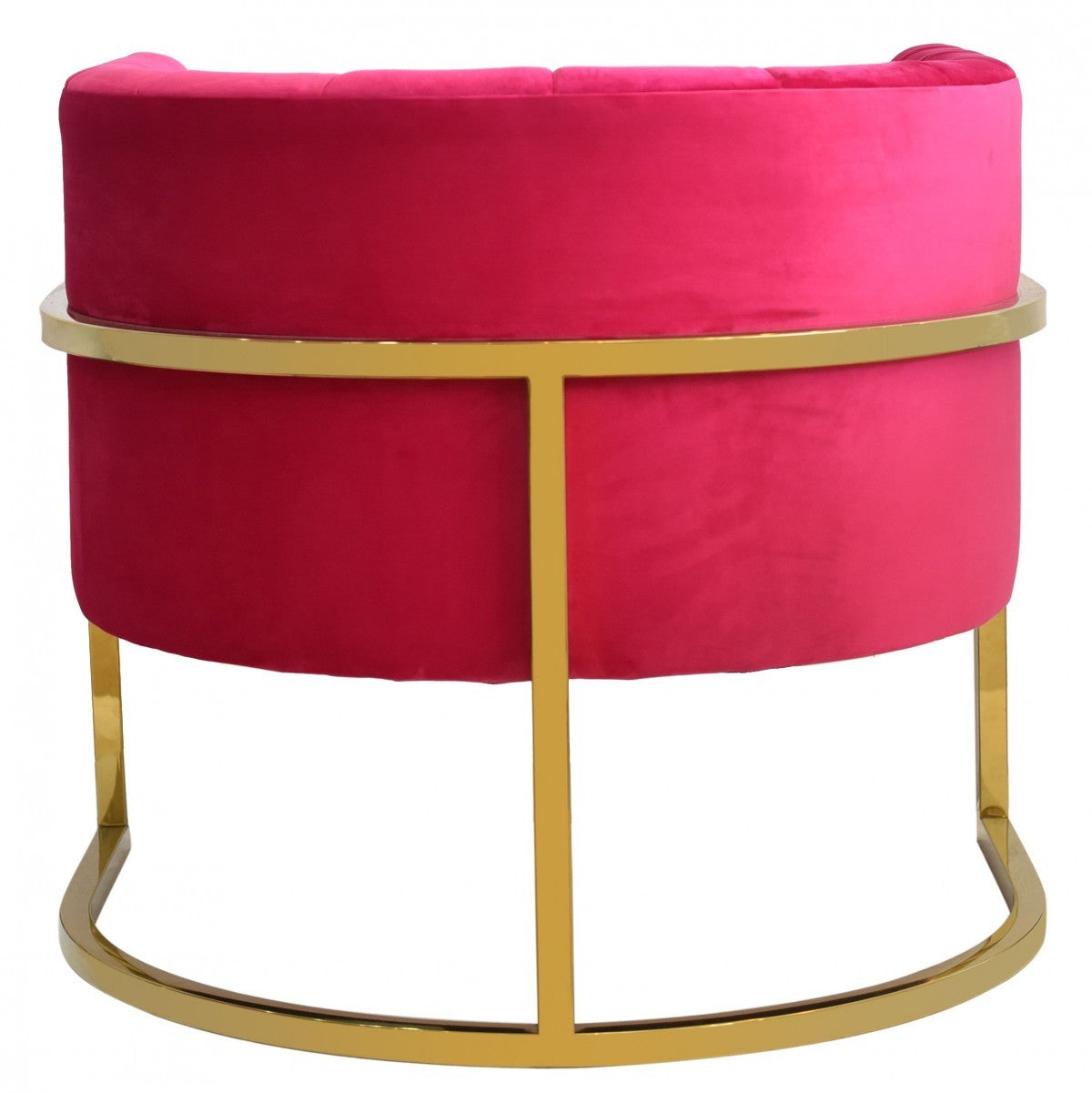 Glam Pink and Gold Channel Tufted Velvet Accent Chair-2