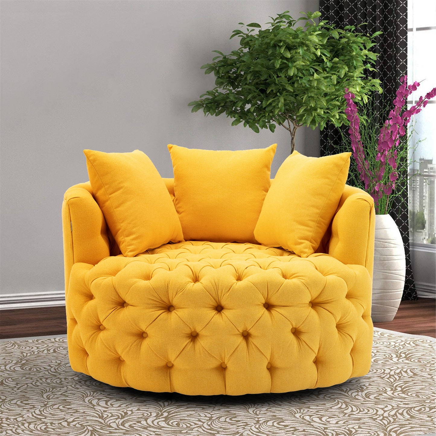 Modern  Akili swivel accent barrel chair 