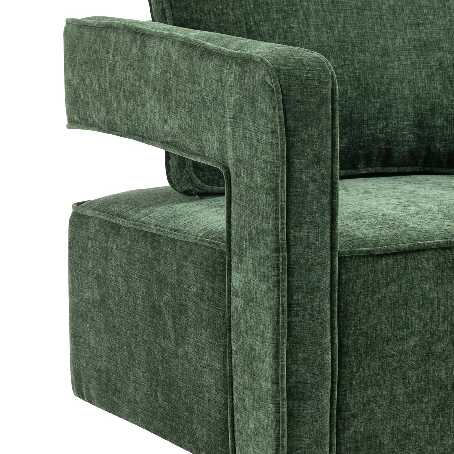 30.7"W Swivel Accent Open Back Chair Modern Comfy Sofa Chair With Gold Stainless Steel Base  (Green Chenille)