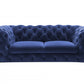Contemporary 74" Blue Velvet And Gold Loveseat-0