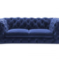 Contemporary 74" Blue Velvet And Gold Loveseat-2