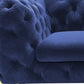 Contemporary 74" Blue Velvet And Gold Loveseat-4