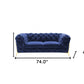 Contemporary 74" Blue Velvet And Gold Loveseat-5