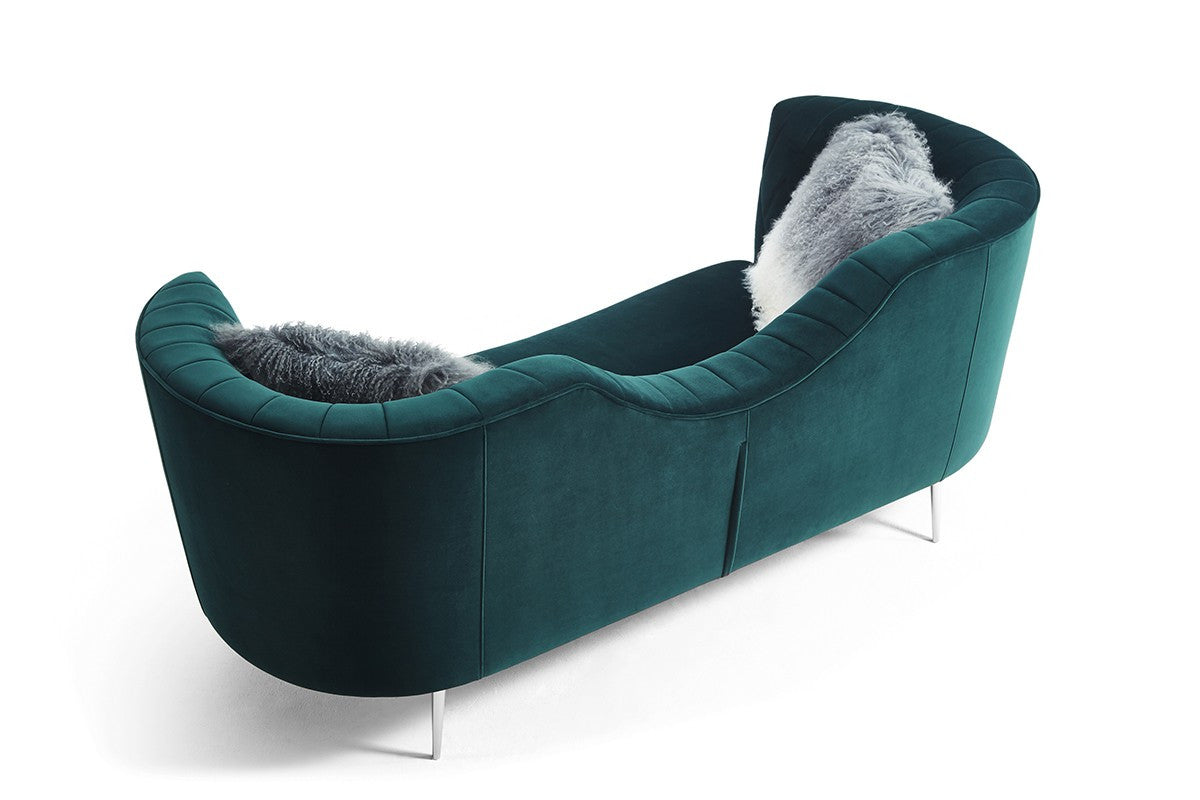 83" Green Two Person Curved Metal Legs Sofa Chaise-1