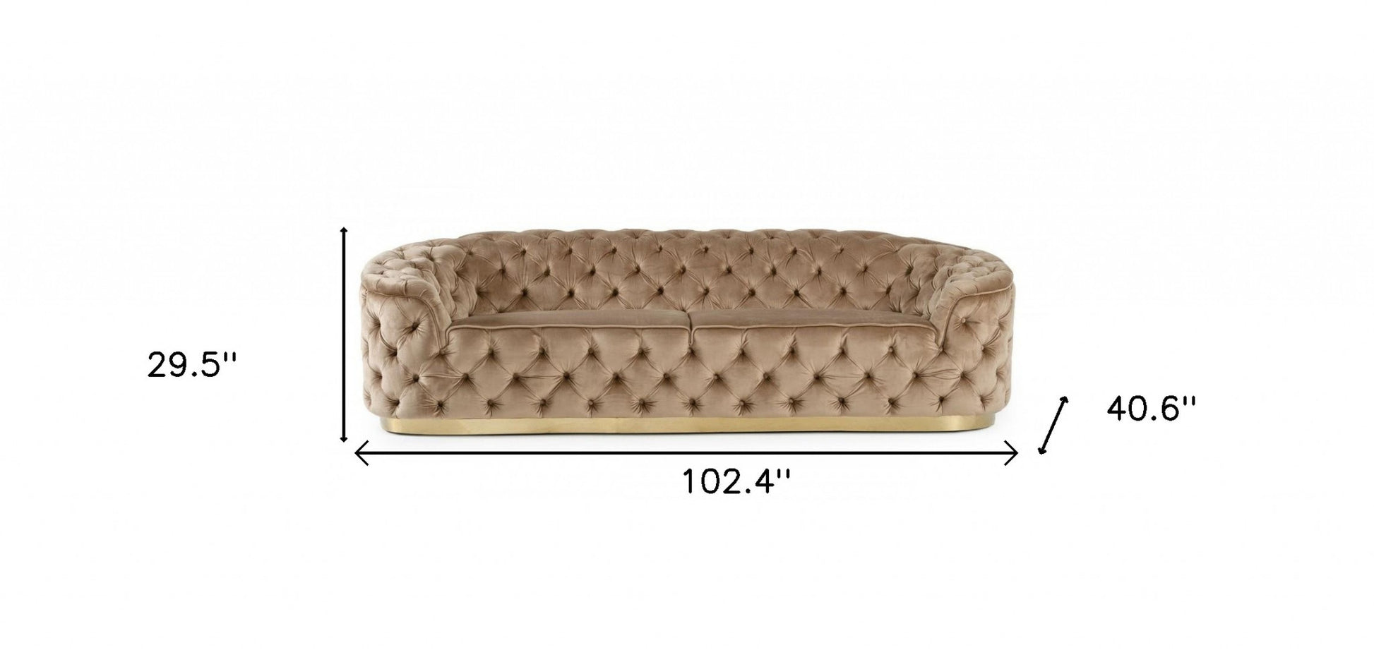 102.4" Beige And Gold Three Person Standard Metal Legs Sofa-4