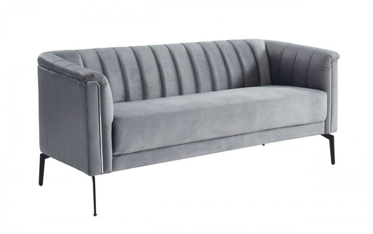 Urban 76" Grey Velvet Sofa With Tufted Back-0