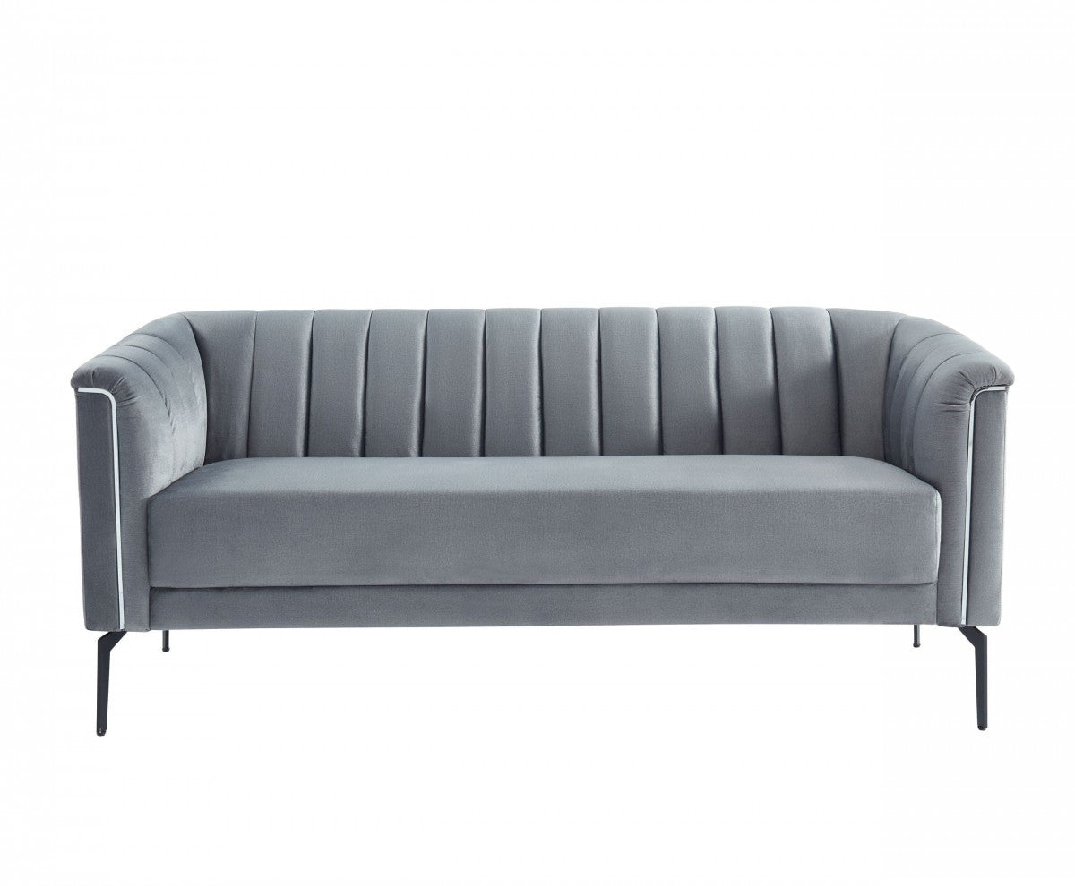 Urban 76" Grey Velvet Sofa With Tufted Back-1