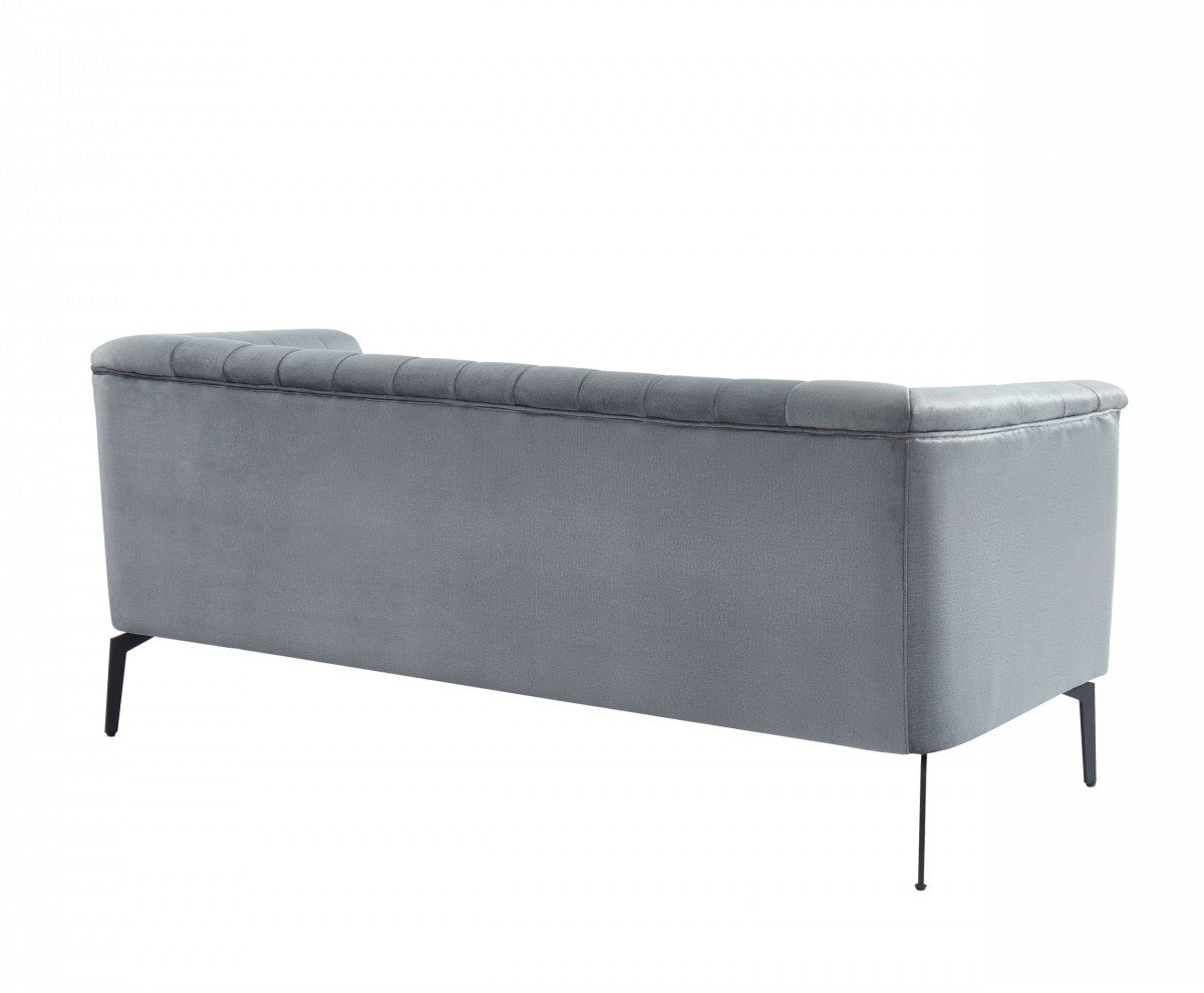 Urban 76" Grey Velvet Sofa With Tufted Back-3