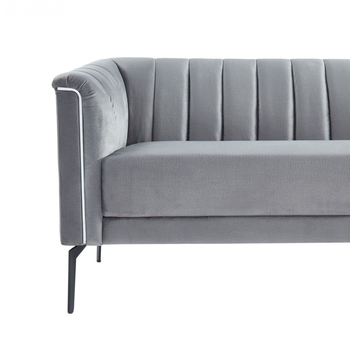 Urban 76" Grey Velvet Sofa With Tufted Back-4