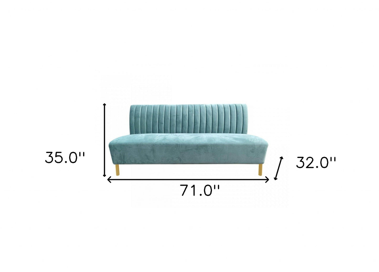 Stylish 71" Light Green Fabric And Gold Sofa-5