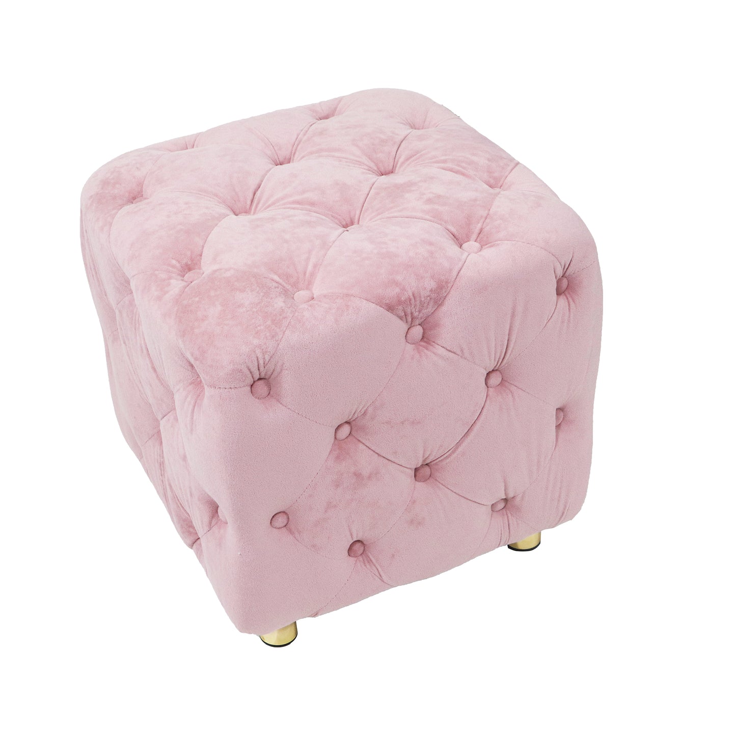 Pink Modern Velvet Upholstered Ottoman