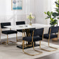 Dining Chairs with Corduroy Fabric, Gold Metal Base, Kitchen Chairs-Set of 2, Black