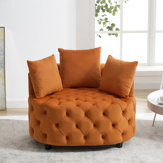 Width 40.6 inches  Accent Chair / Classical Barrel Chair for living room / Modern Leisure Sofa Chair (Orange)