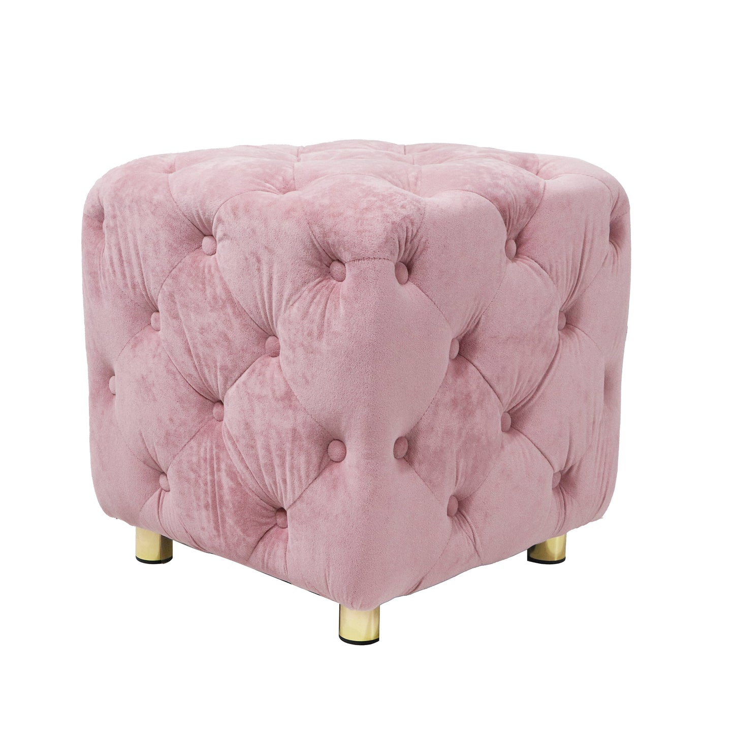 Pink Modern Velvet Upholstered Ottoman