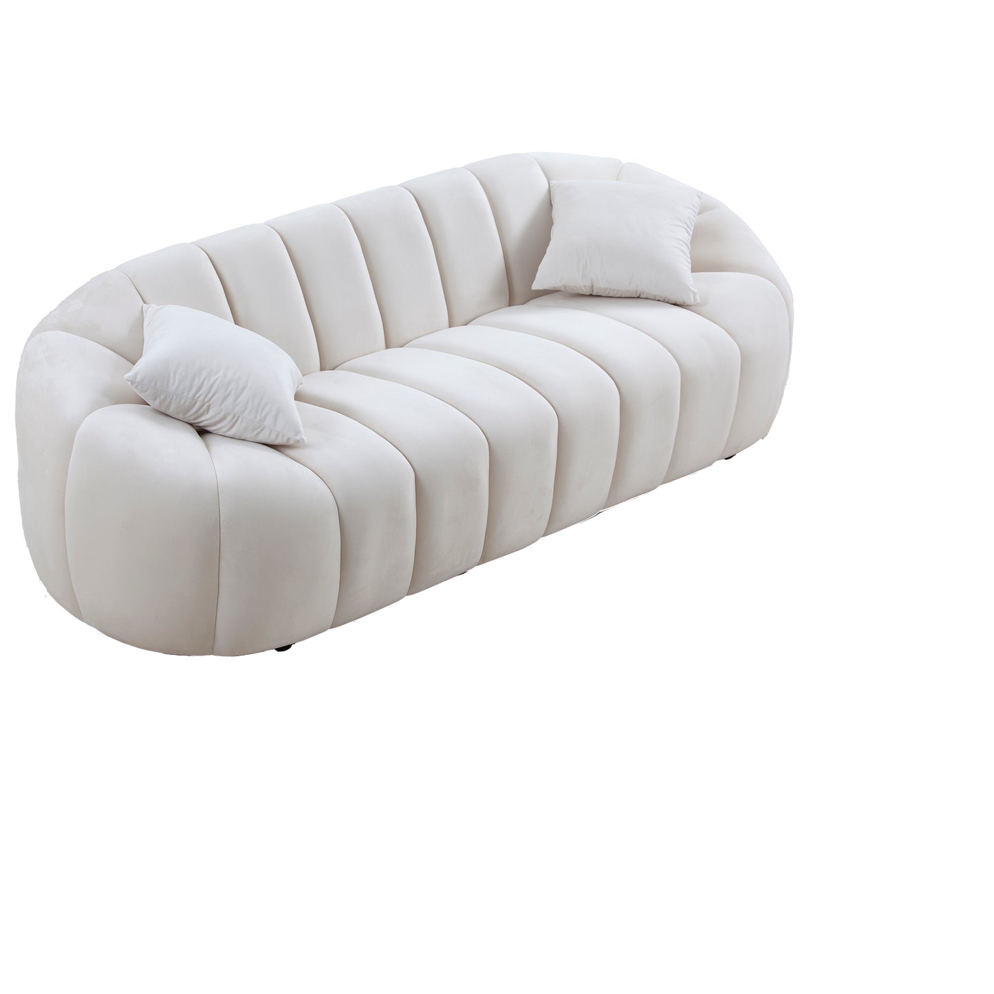 3 Seater Modern Sofa with Deep Channel Tufted Performance Velvet Fabric