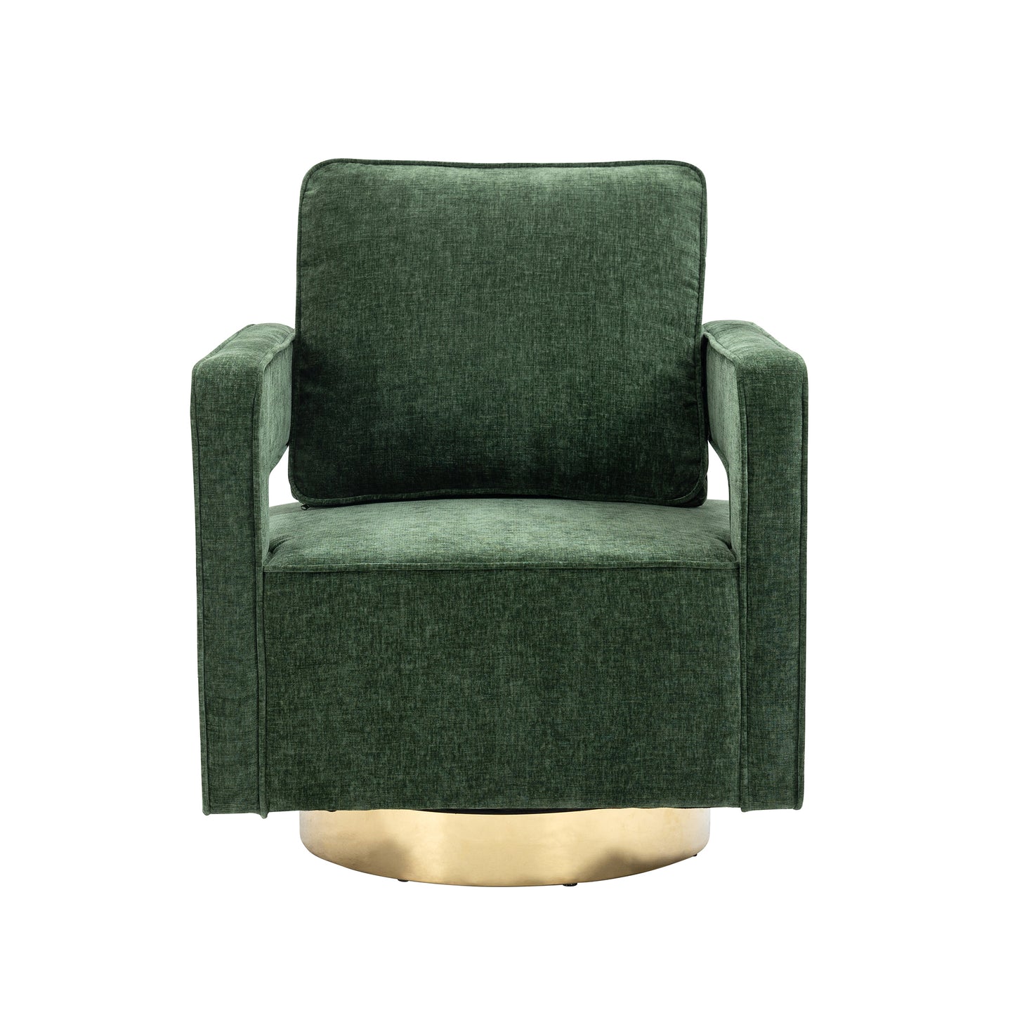 30.7"W Swivel Accent Open Back Chair Modern Comfy Sofa Chair With Gold Stainless Steel Base  (Green Chenille)