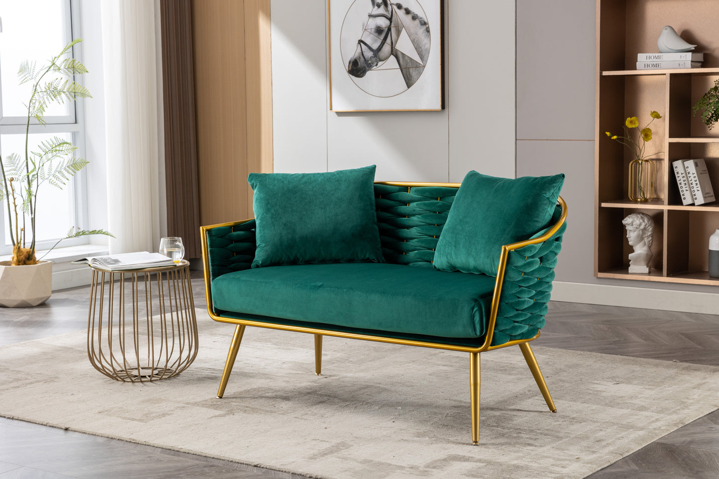 Velvet Accent Chair Modern Upholstered Armsofa Tufted Sofa with Metal Frame, Single Leisure sofa