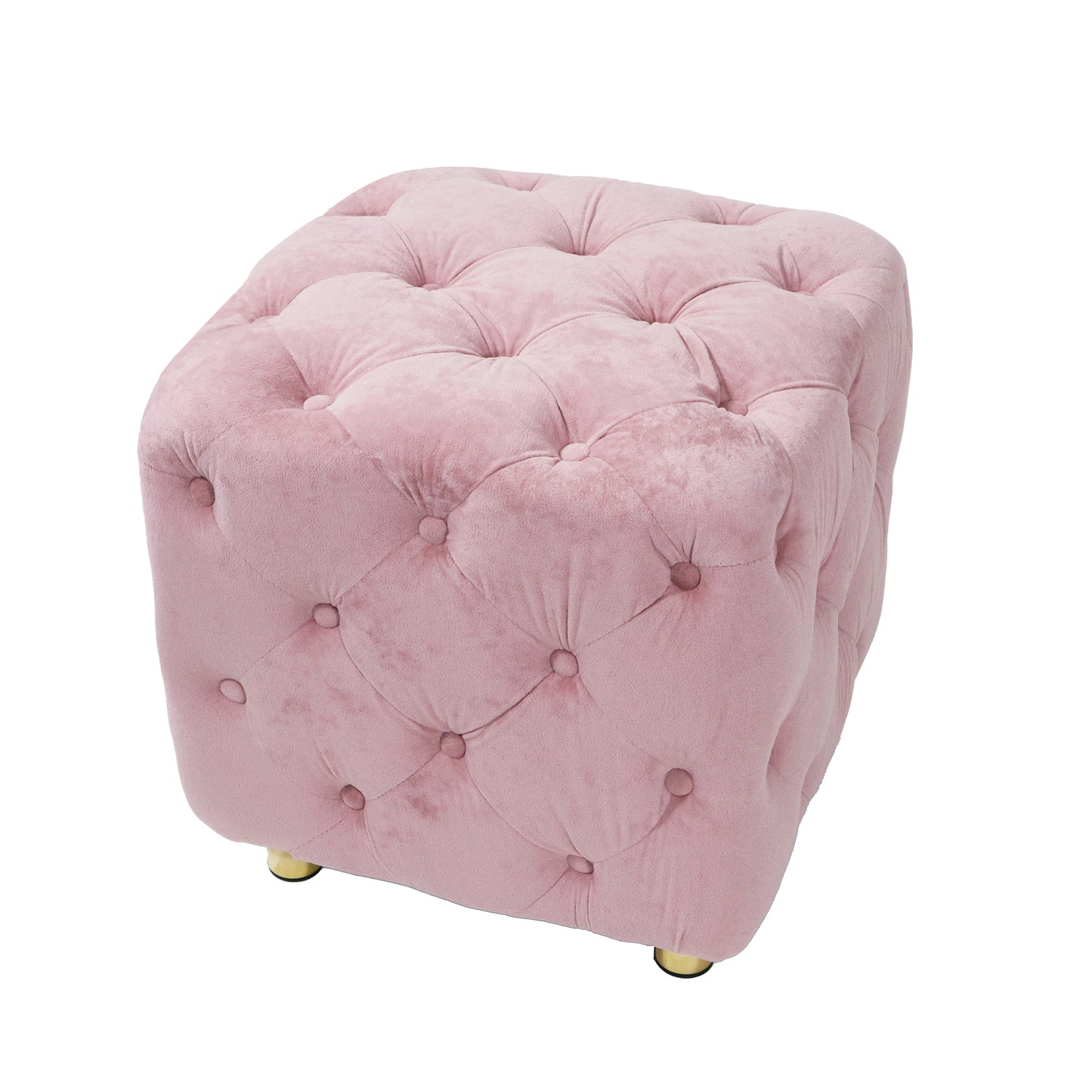 Pink Modern Velvet Upholstered Ottoman