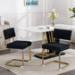 Dining Chairs with Corduroy Fabric, Gold Metal Base, Kitchen Chairs-Set of 2, Black