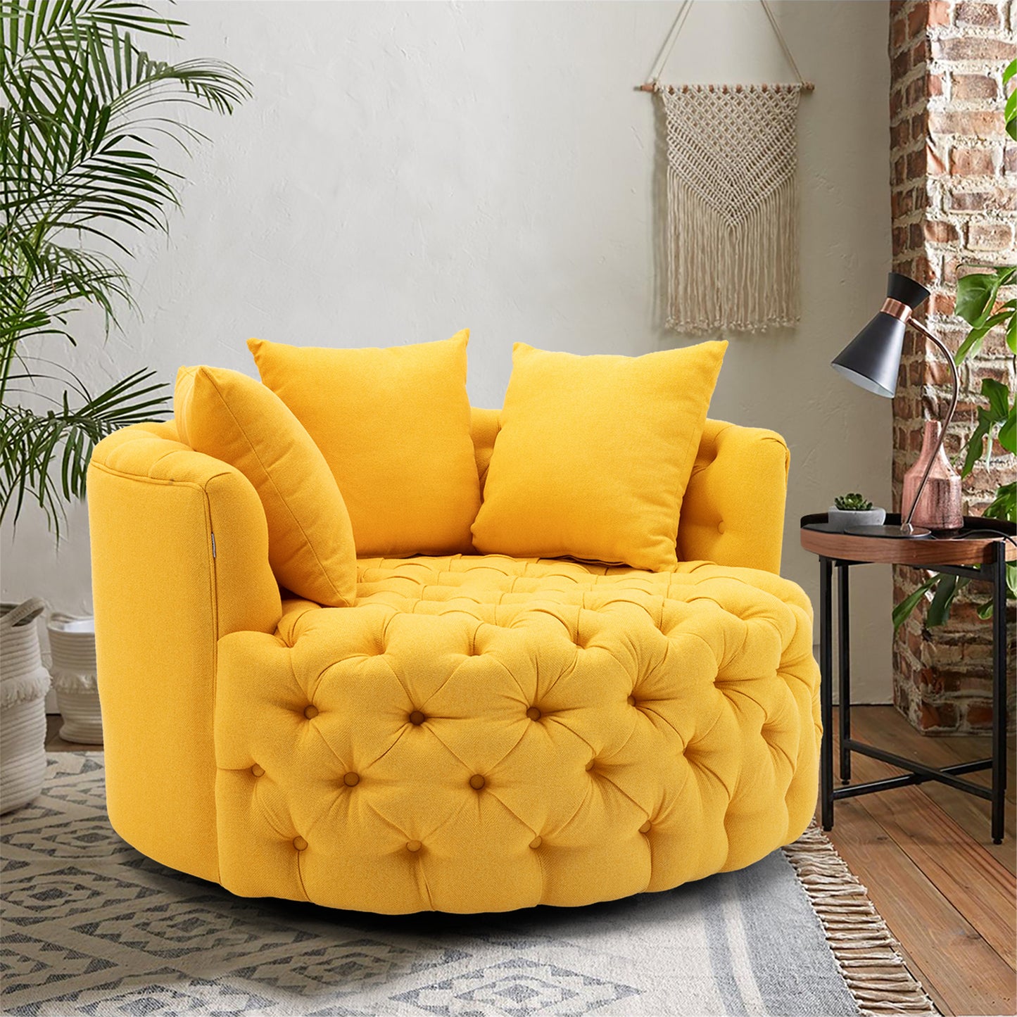 Modern  Akili swivel accent barrel chair 